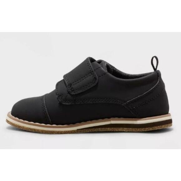 Cat & Jack NWT Adonis Derby Shoes Black Size 10 Boy Slip On Velcro Formal Causal - Picture 2 of 7